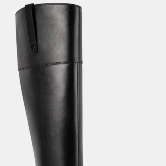 Black Leather Over the Knee Boots - Picture 2 of 13